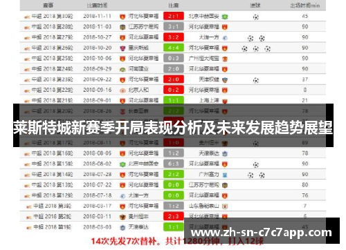 莱斯特城新赛季开局表现分析及未来发展趋势展望